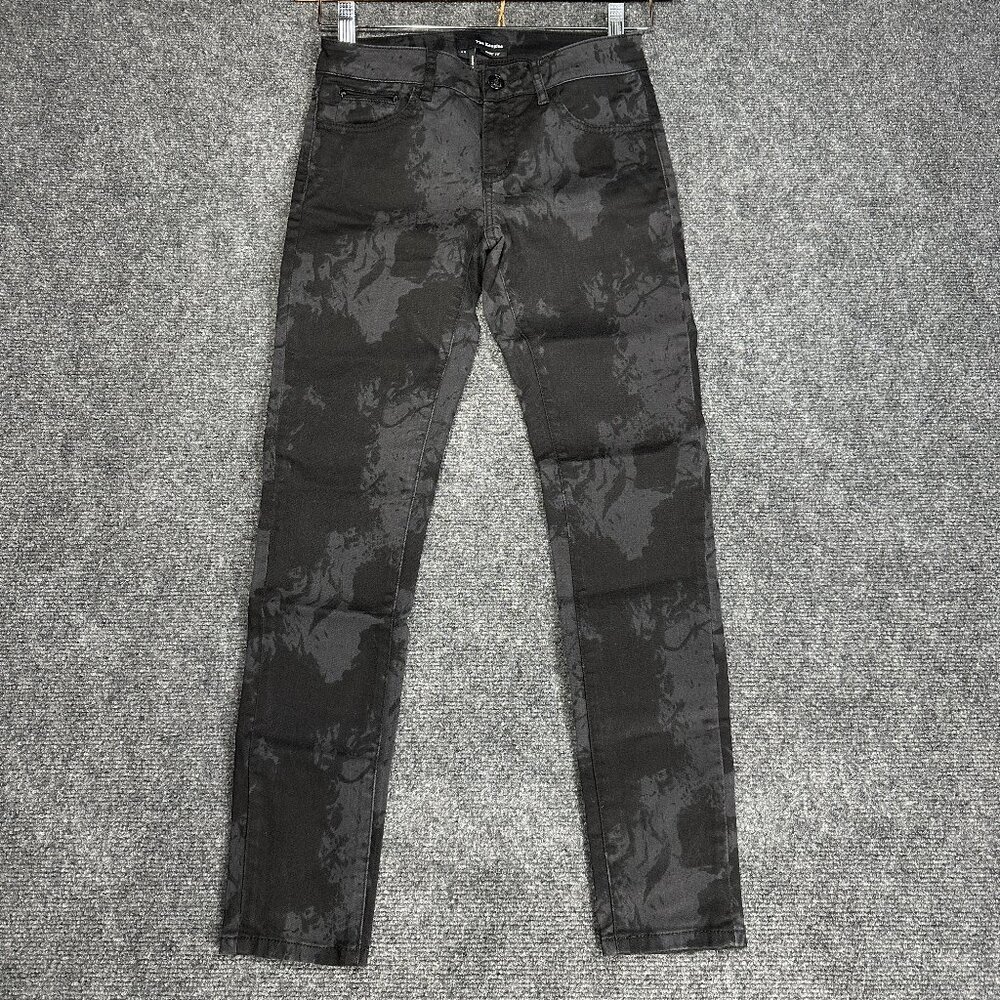 The Kooples Jeans Womens 24 Short  Fit Cotton Stretch Black Gray Camouflage